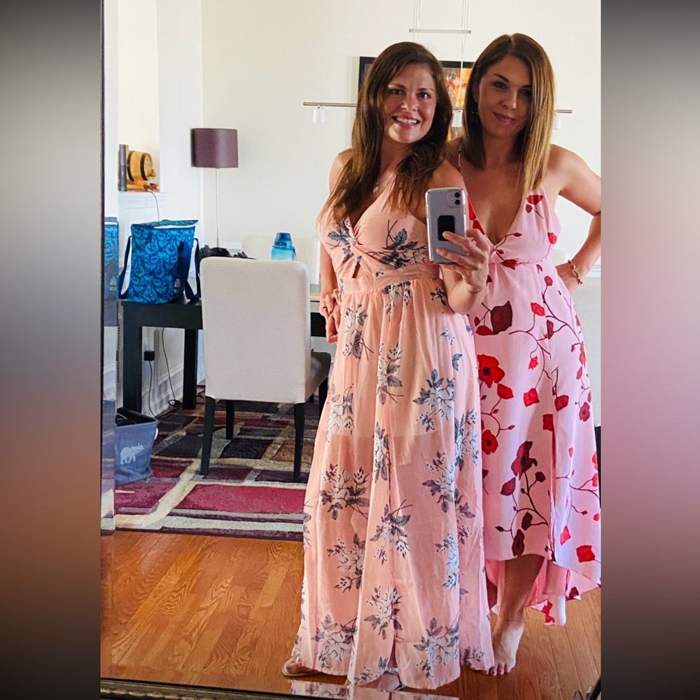 Pink floral maxi halter  dress